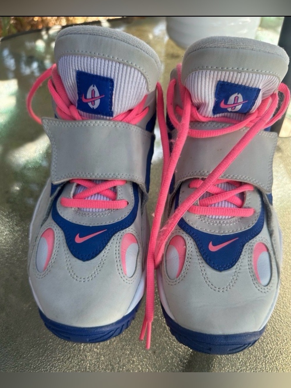 Nike Air Diamond Turf Football Turf Shoes Grey Hyper Pink Royal Blue 5.5Y - Picture 2 of 8